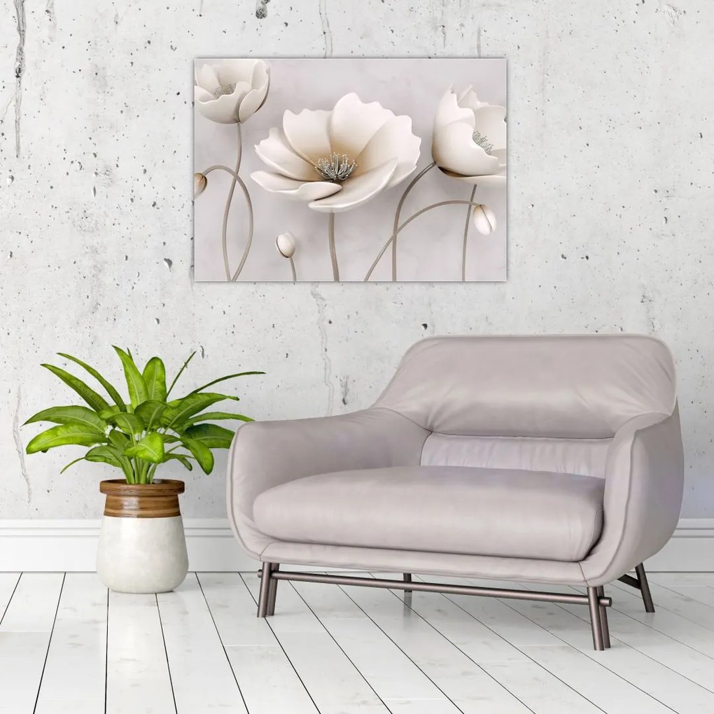 Tablou cu florile albe (70x50 cm)