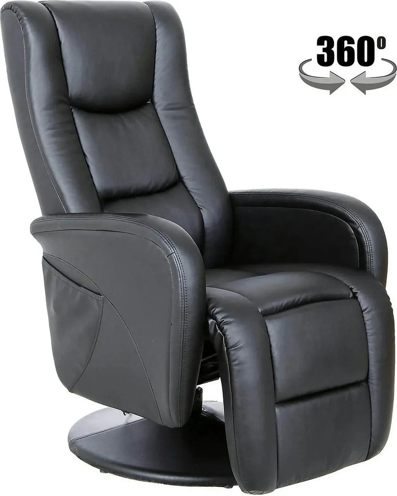 Fotoliu recliner PULSAR, negru, piele ecologica/metal, 68x85/135x85/10
