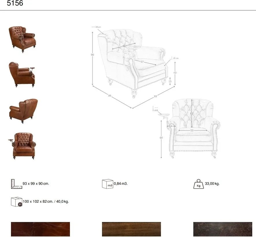 Fotoliu design italian, Piele Naturala, Chesterfield 5156