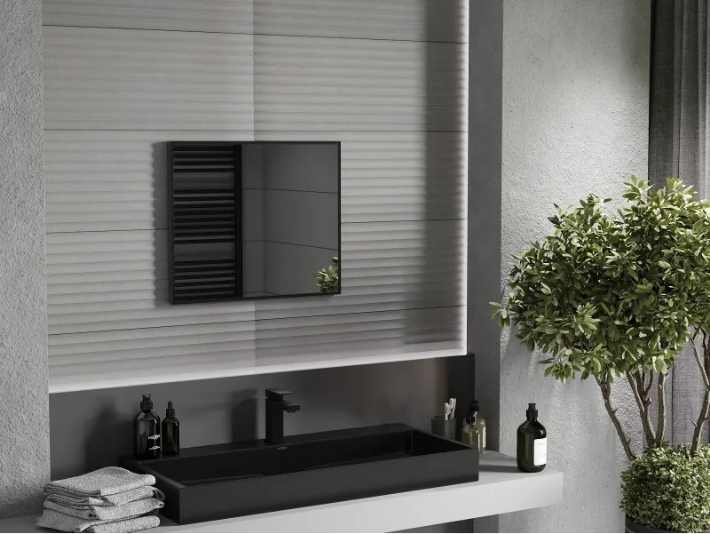 Mexen Loft oglindă de baie dreptunghiulară 60 x 50 cm, ramă neagră - 9852-060-050-000-70