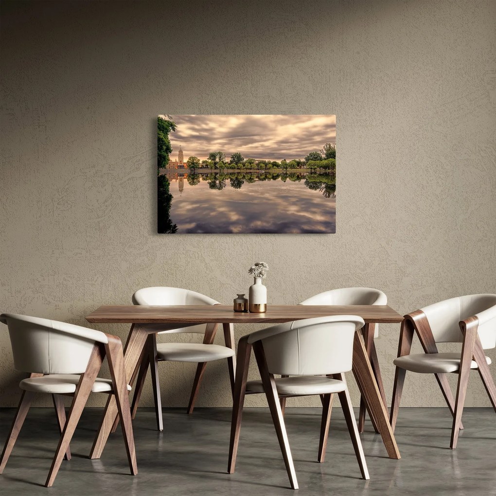 Tablou cu lac și copaci (90x60 cm)