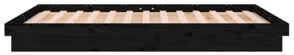 Cadru de pat cu LED, negru, 160x200 cm, lemn masiv Negru, 160 x 200 cm