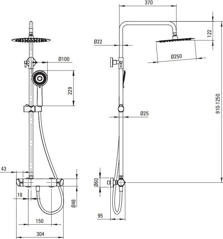 Arnika Coloana de dus cu Baterie finisaj auriu periat NAC_R1QK