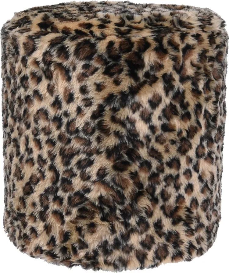 Taburet Leopard, din blană artificială, 31x 34 cm