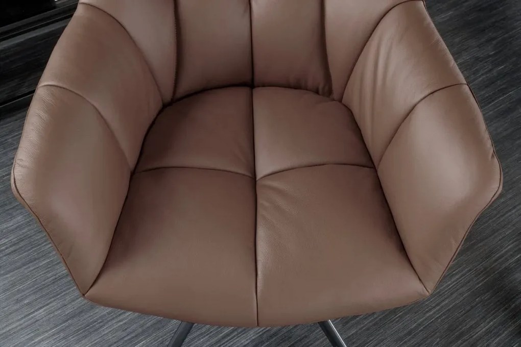 Set 2 scaune pivotante Papillon, piele maro