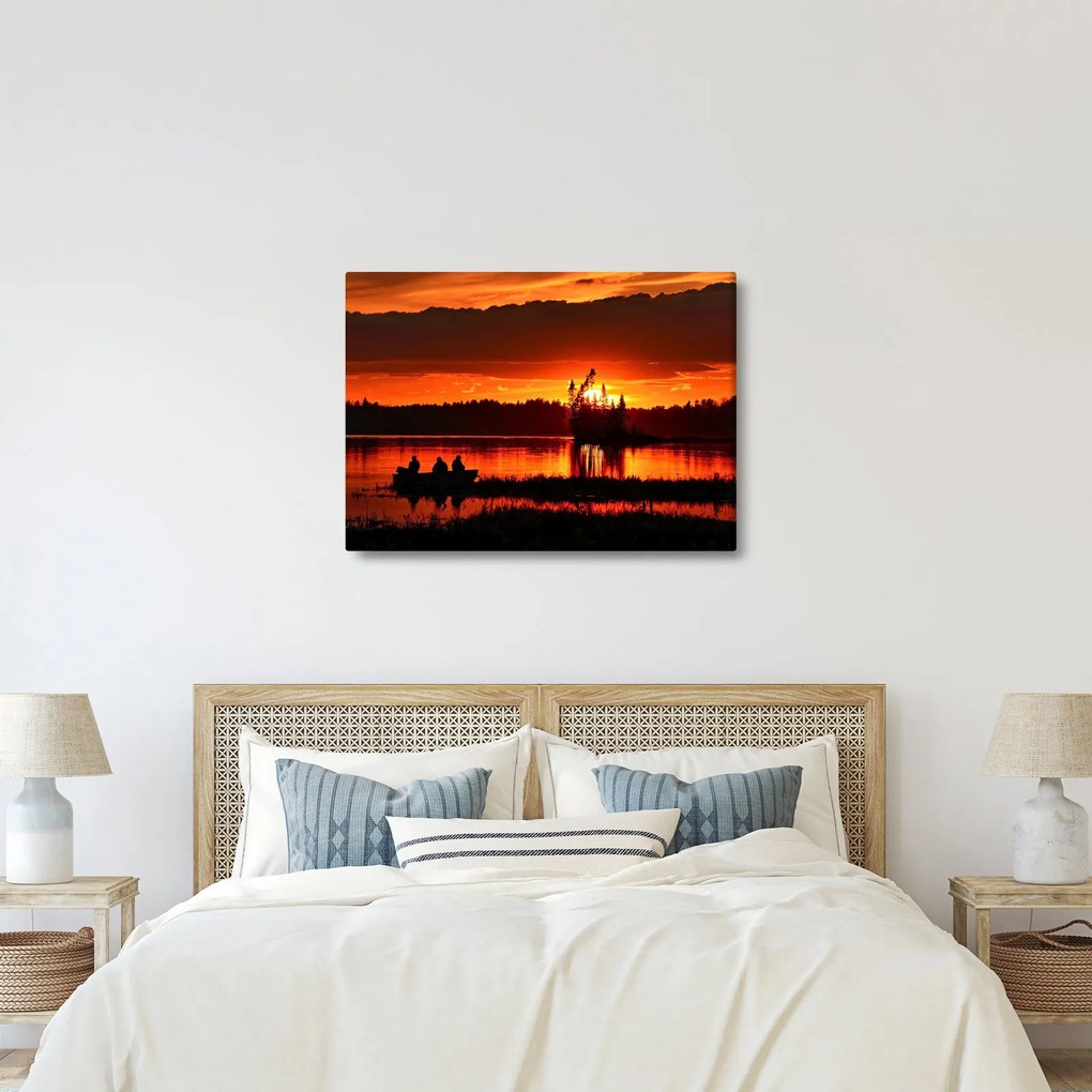 Tablou - Pescari pe lac (70x50 cm)