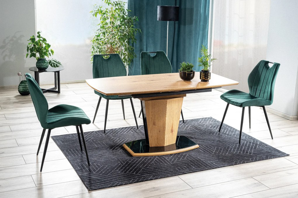 MAZZONI EXPORT ARNO Verde (țesătură Bluvel 78) - SCAUN TAPIȚAT MODERN PENTRU LIVING/SUFRAGERIE cu MÂNER | CATIFEA
