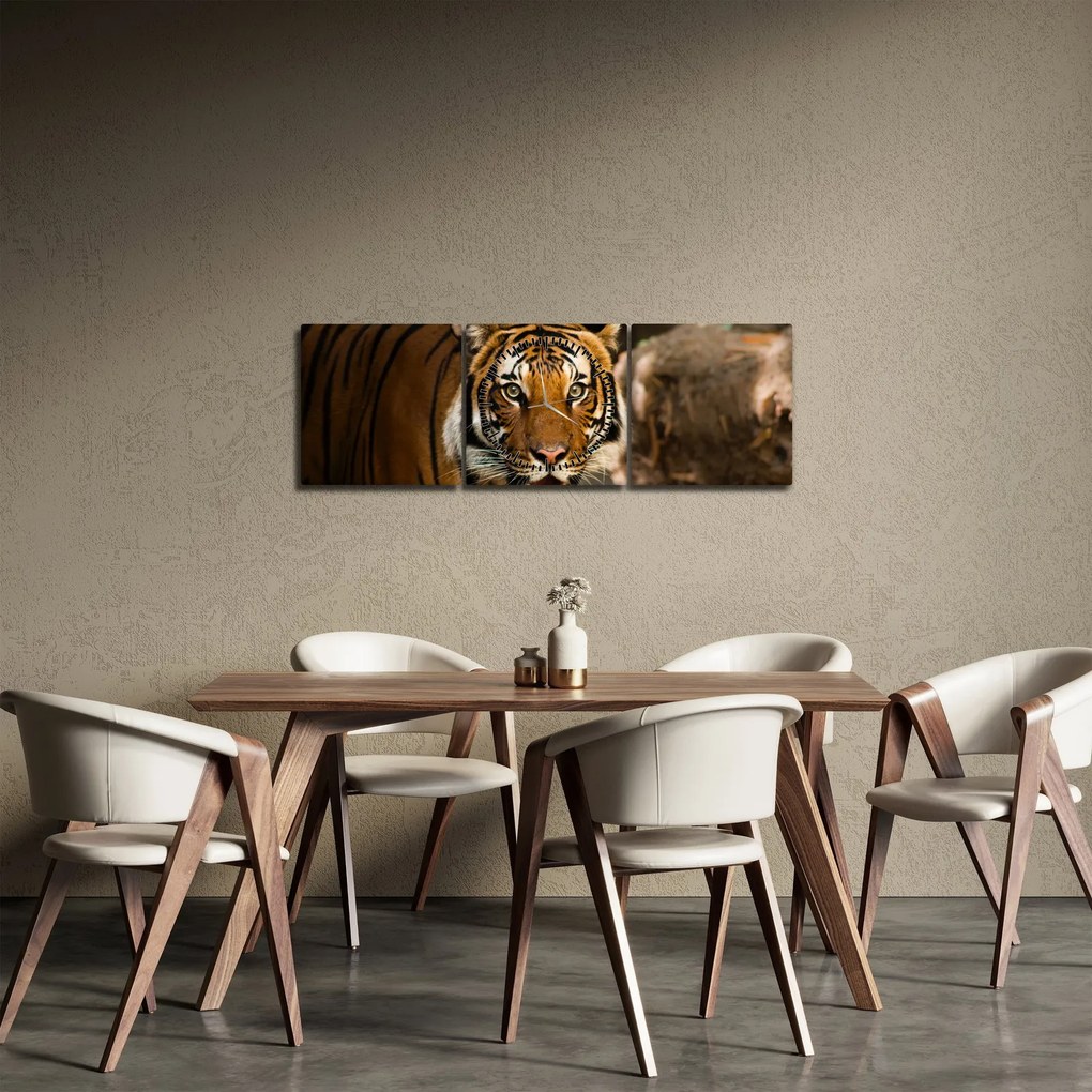 Tablou cu tigrul (cu ceas) (90x30 cm)