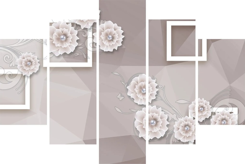Tablou - Imagine flori bej (150x105 cm)