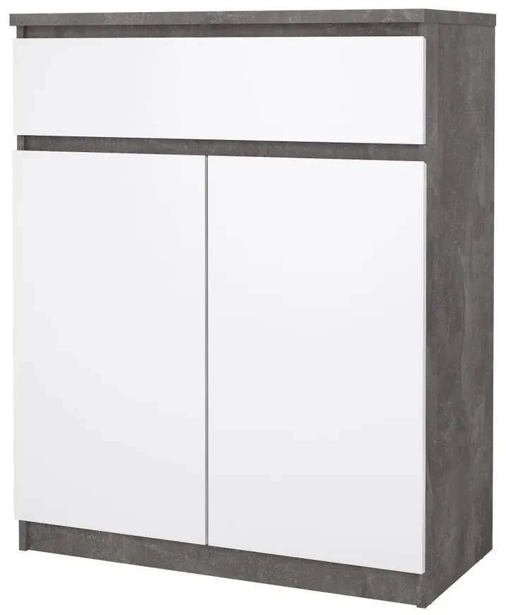 Comodă Simplicity 80 x 40 x 100,5 cm, gri / alb lucios