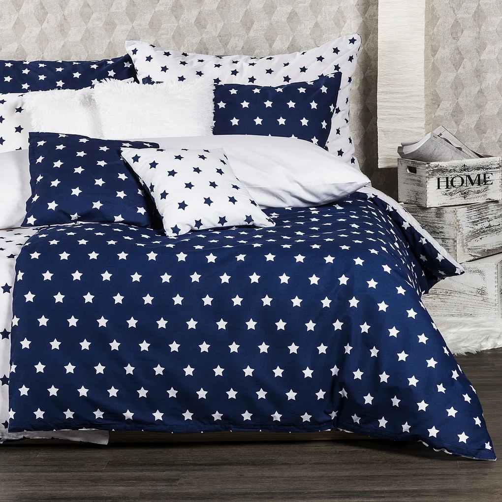 Lenjerie pat 1 pers. 4Home Stars Navy blue, 140 x 220 cm, 70 x 90 cm