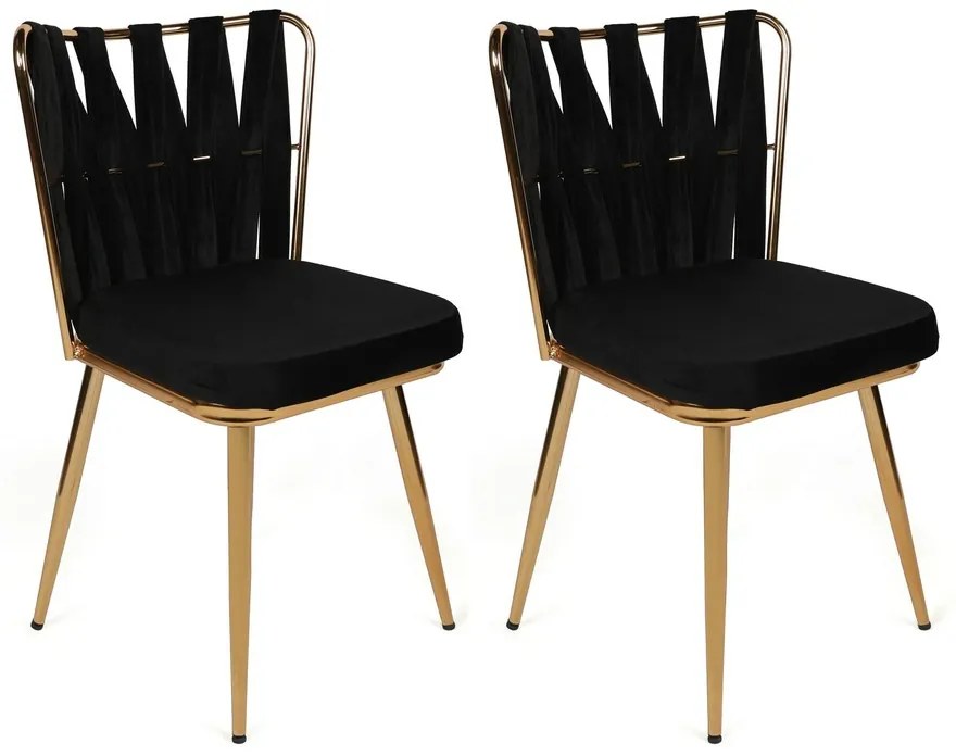 Set de scaune de sufragerie Kusakli Black andGold, 4 buc., 4 buc