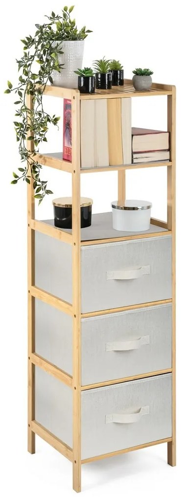 Raftier din bambus cu coșuri G21, 5 etajere, bej, 5 etaje