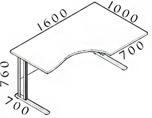 Masa ergonomica Visio 160 x 100 cm, dreapta, alb