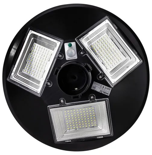Lampă solară stradală LED cu senzor, 15W/6V, 6500K, IP65, negru + telecomandă