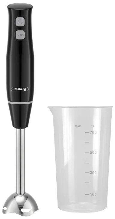 Blender cu cana Rosberg R51112ISB, 400W, 700ml, 2 viteze, Atasament din otel, Negru