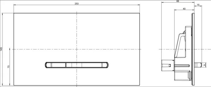 Set vas wc suspendat cu functie bideu, dreptunghiular, baterie crom Foglia Safari cu rezervor incastrat si clapeta de actionare dual-flush, alba cu 2