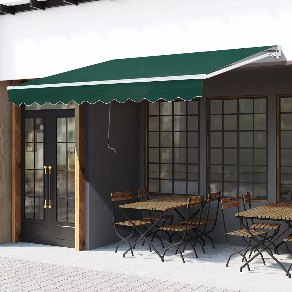 Copertină Retractabilă Manuală Outsunny pentru Verandă, 3x2 m, Verde | Aosom Romania