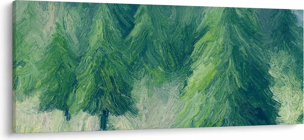 Tablou - Conifere pictate (120x50 cm)