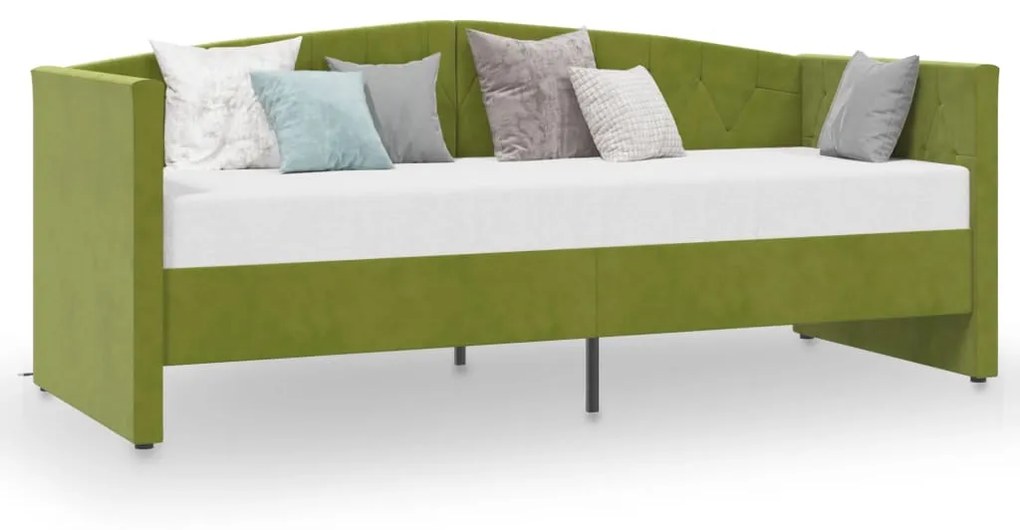 3080346 vidaXL Pat de zi cu saltea, verde deschis, 90x200 cm, catifea, USB