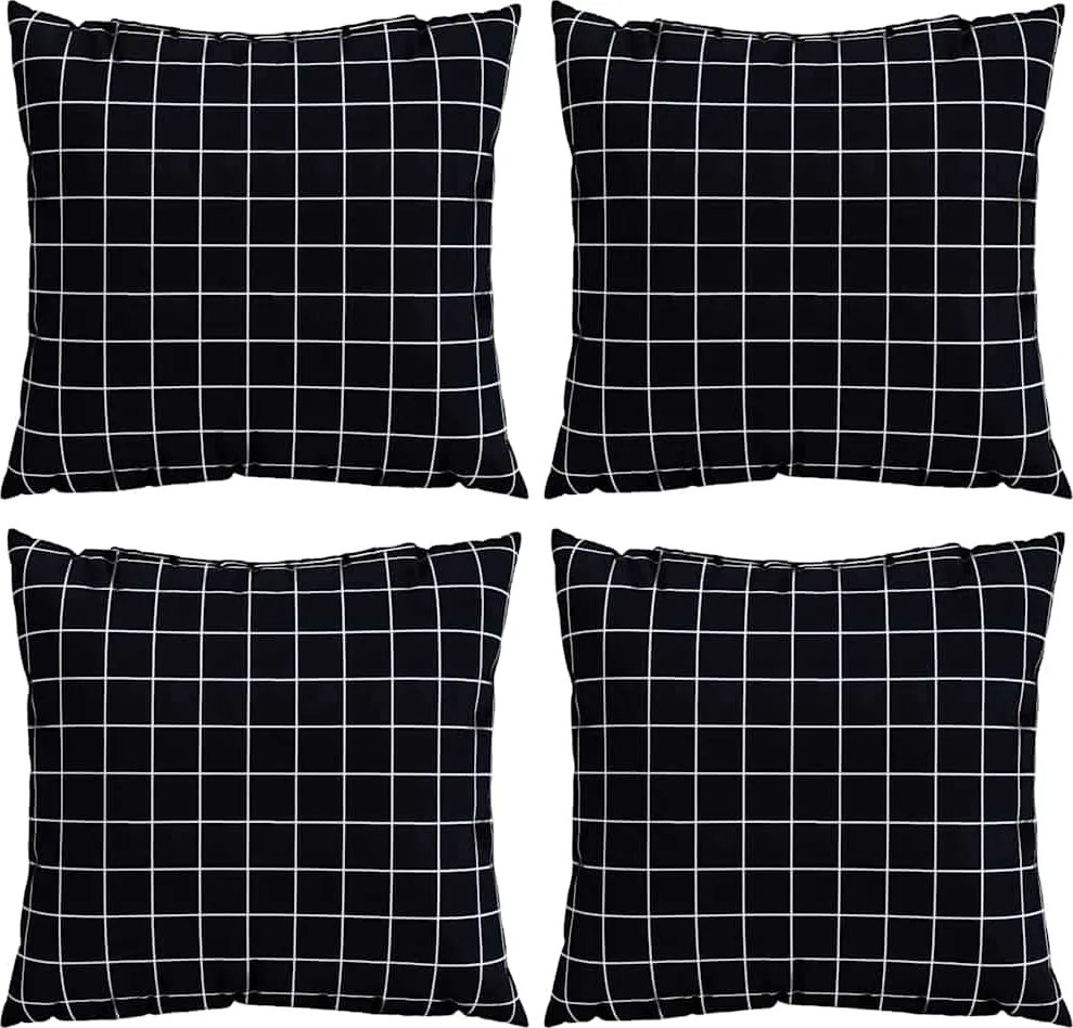 vidaXL Perne decorative În carouri 4 pcs Carouri Negre 40 x 40 cm