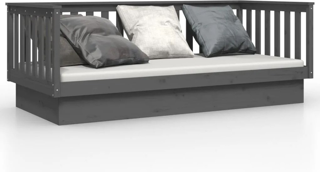 vidaXL Pat de zi, gri, 100x200 cm, lemn masiv de pin