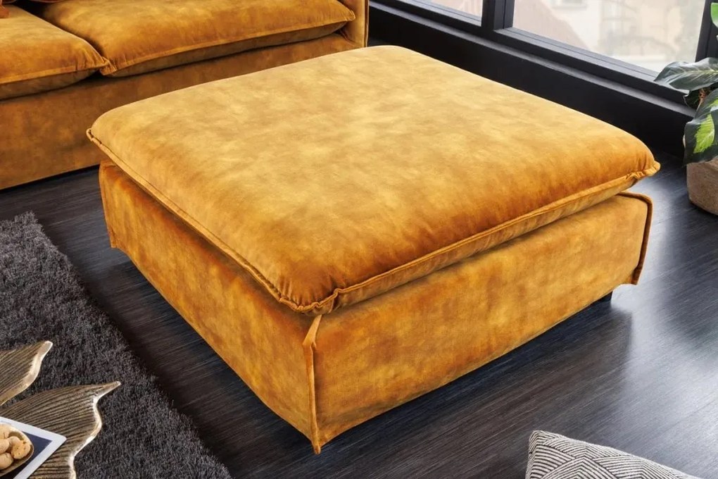 Taburete confortabil, suport pentru picioare Heaven 100cm, catifea galben mustar