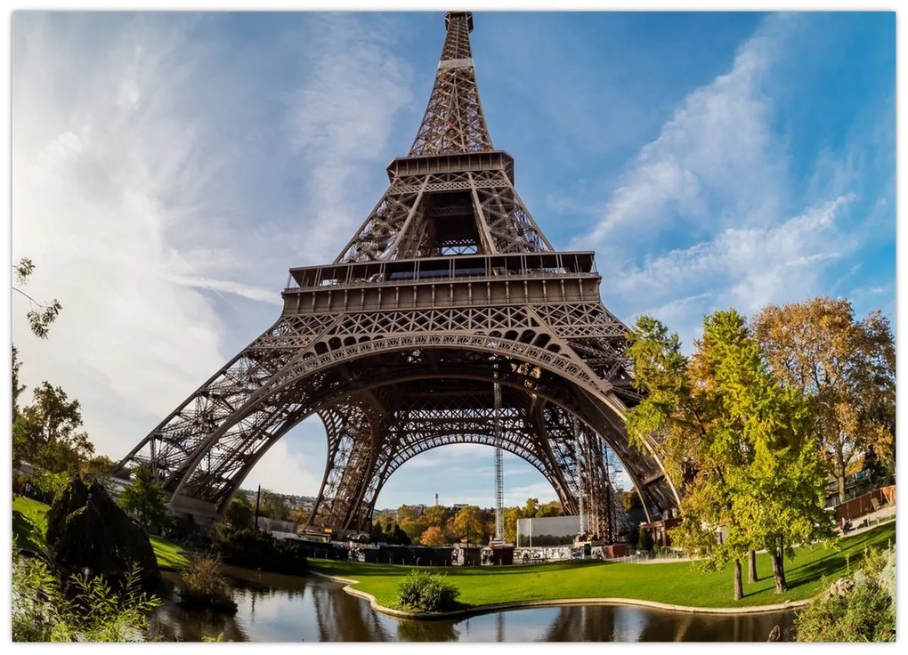 Tablou pe sticlă - Turnul Eiffel colorat (70x50 cm)
