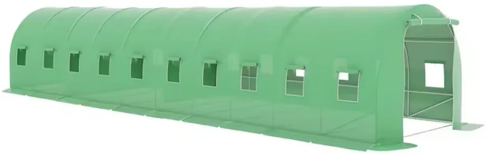 Solar de grădină, 4x10 m, 40 m², cadru din oțel, țeavă galvanizată, folie PE armată, 20 ferestre rulante, rezistent la UV, impermeabil, Verde,