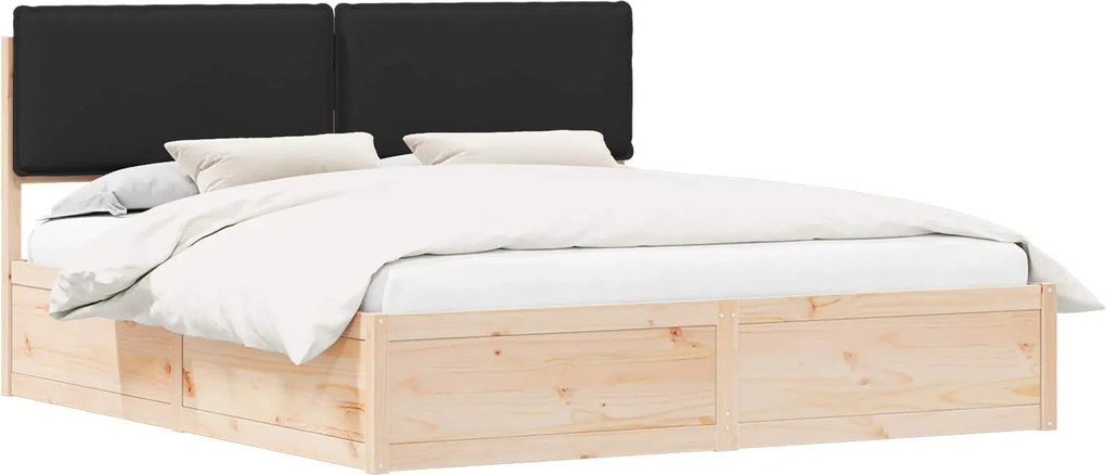 vidaXL Cadru de pat cu tăblie tapițată cu headboard Negru 180 x 200 cm