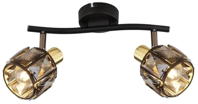 Aplica de perete / tavan cu 2 spoturi design modern INDIANA auriu, negru
