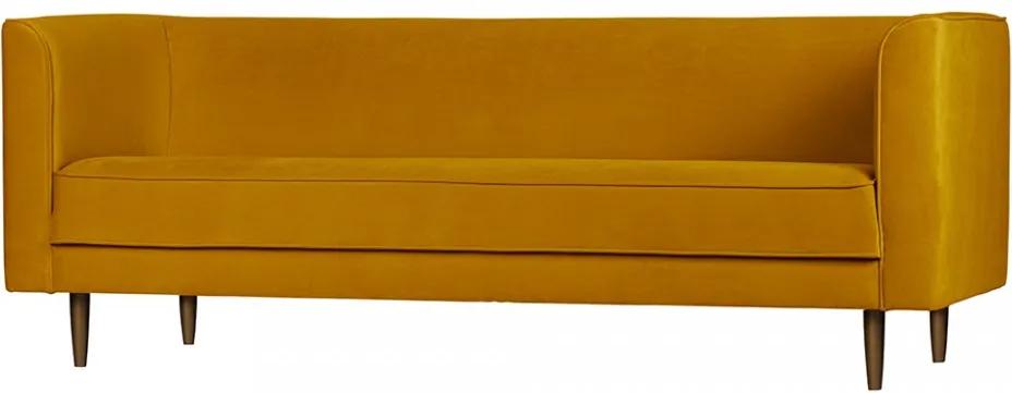 Canapea galbena din catifea pentru 3 persoane Studio Ochre Woood
