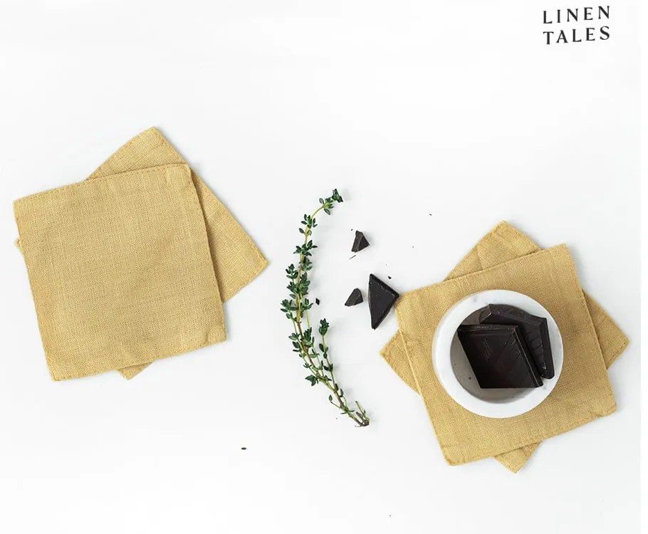 Coasters galbene din țesătură 4 buc. – Linen Tales