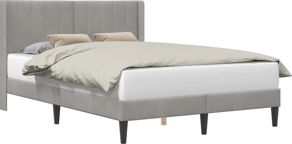 vidaXL Cadru de pat cu headboard Gri deschis 160 x 200 cm Catifea