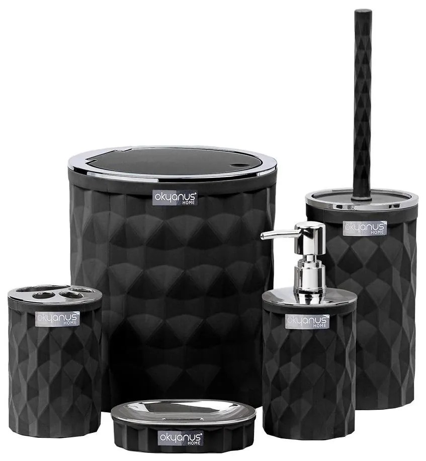 Set de baie DIAMOND 5 buc. negru/crom