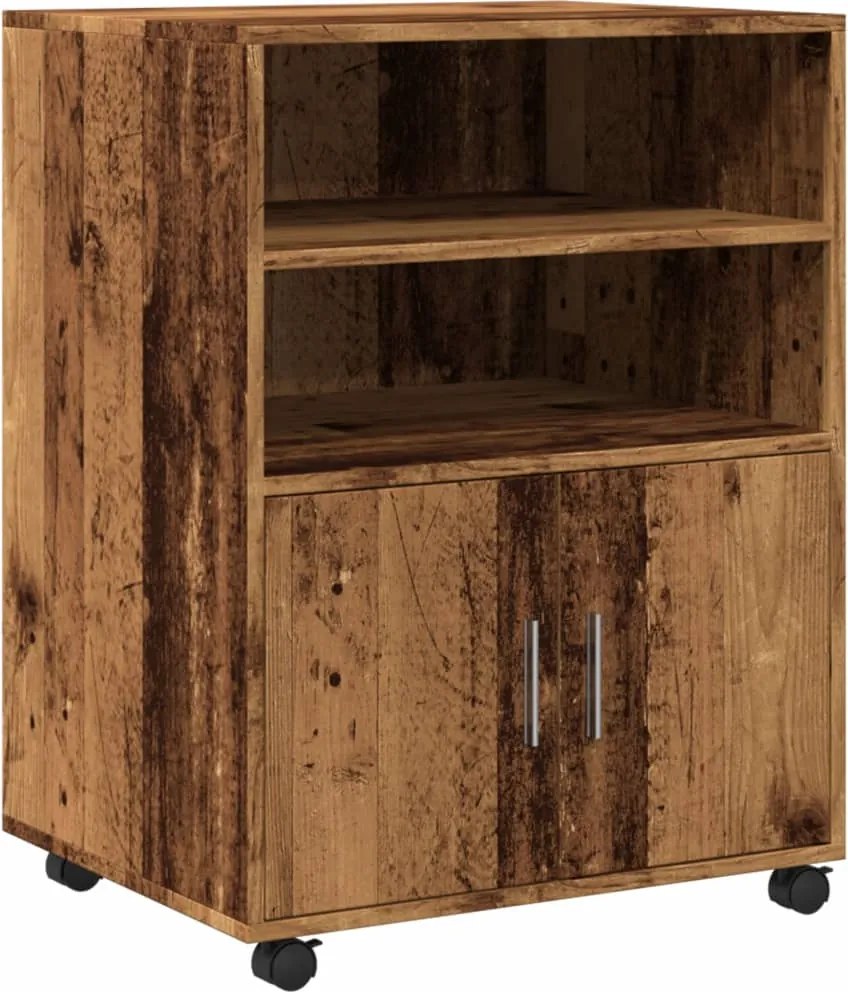 vidaXL Dulap cu roți, lemn vechi, 60x48x81 cm, lemn prelucrat