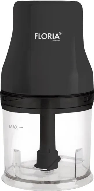 Tocator legume-fructe chopper FLORIA ZLN3035, putere 200W, capacitate vas 500 ml, cutit inox, negru