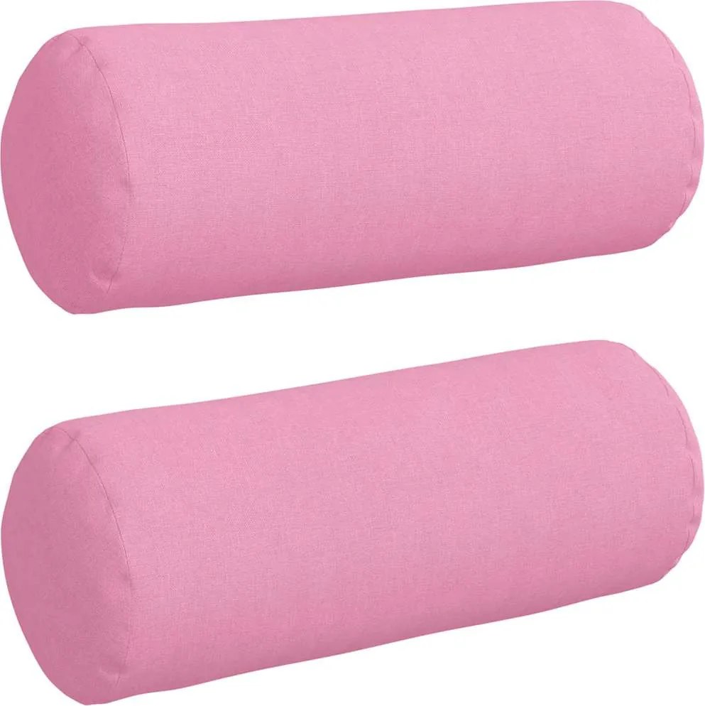 vidaXL Perne Bolster 2 pcs Roz Ø 15 x 40 cm țesătură