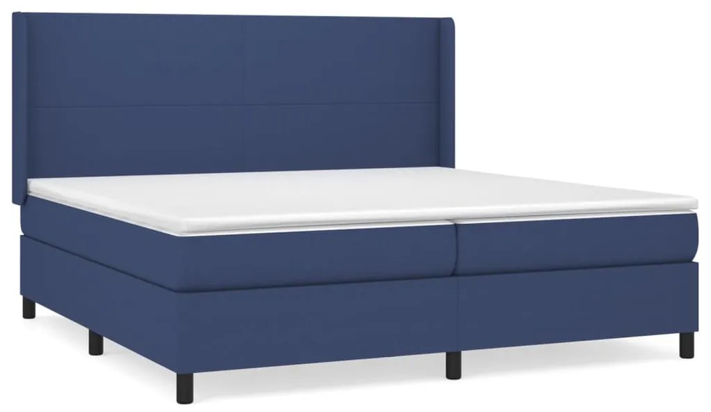 3131303 vidaXL Pat box spring cu saltea, albastru, 200x200 cm, textil