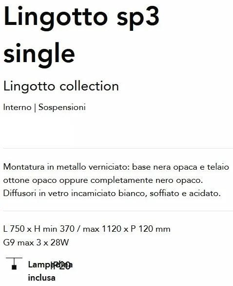 Lustra suspendata design modern Lingotto sp3 single negru