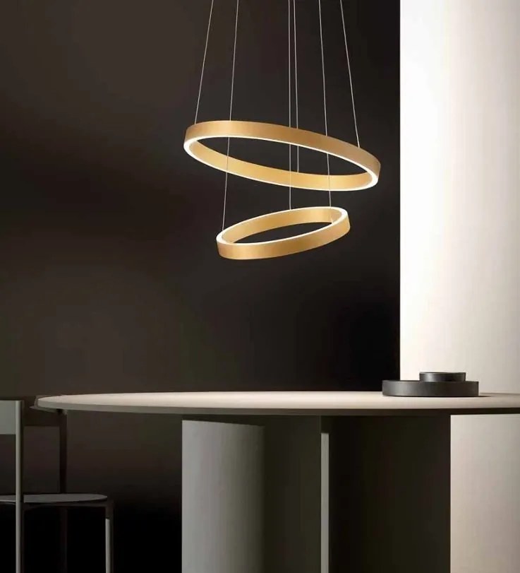 Lustra LED circulara cu 2 inele 60/40cm CRISEIDE, alb, negru sau auriu