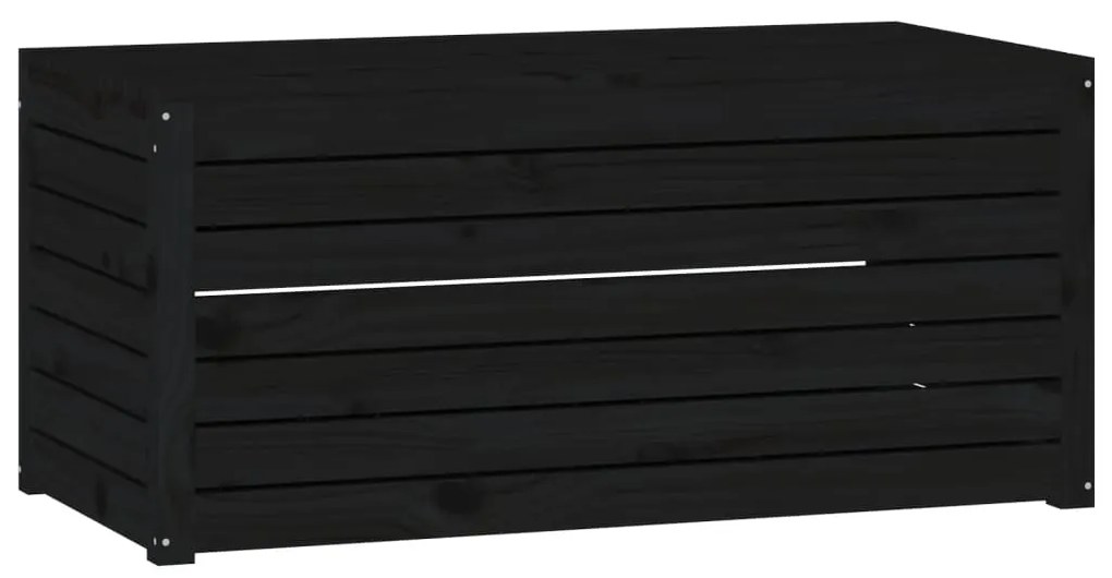 823952 vidaXL Ladă depozitare grădină, negru, 101x50,5x46,5cm, lemn masiv pin