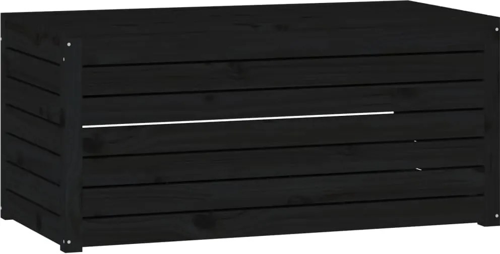 vidaXL Ladă depozitare grădină, negru, 101x50,5x46,5cm, lemn masiv pin