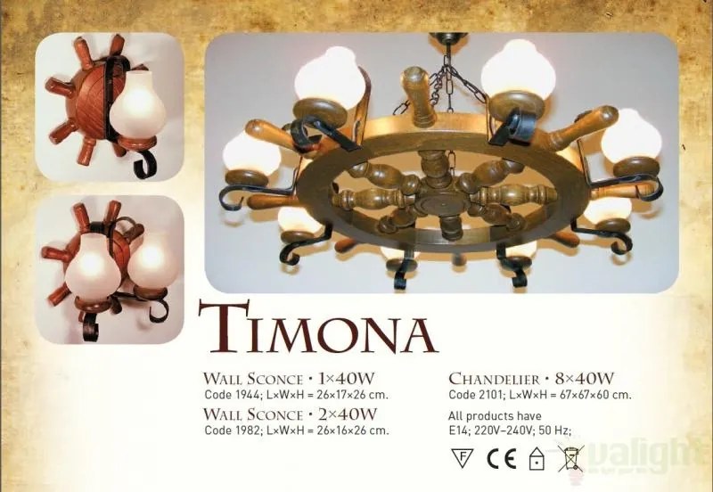 Aplica de perete rustica fabricata manual din lemn Timona WOOD-TI-AP1