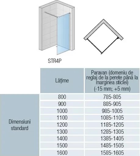Paravan dus sticla walk-in 80x200 cm, bronz periat, sticla 8 mm, Ronal Easy 800x2000 mm, Bronz periat