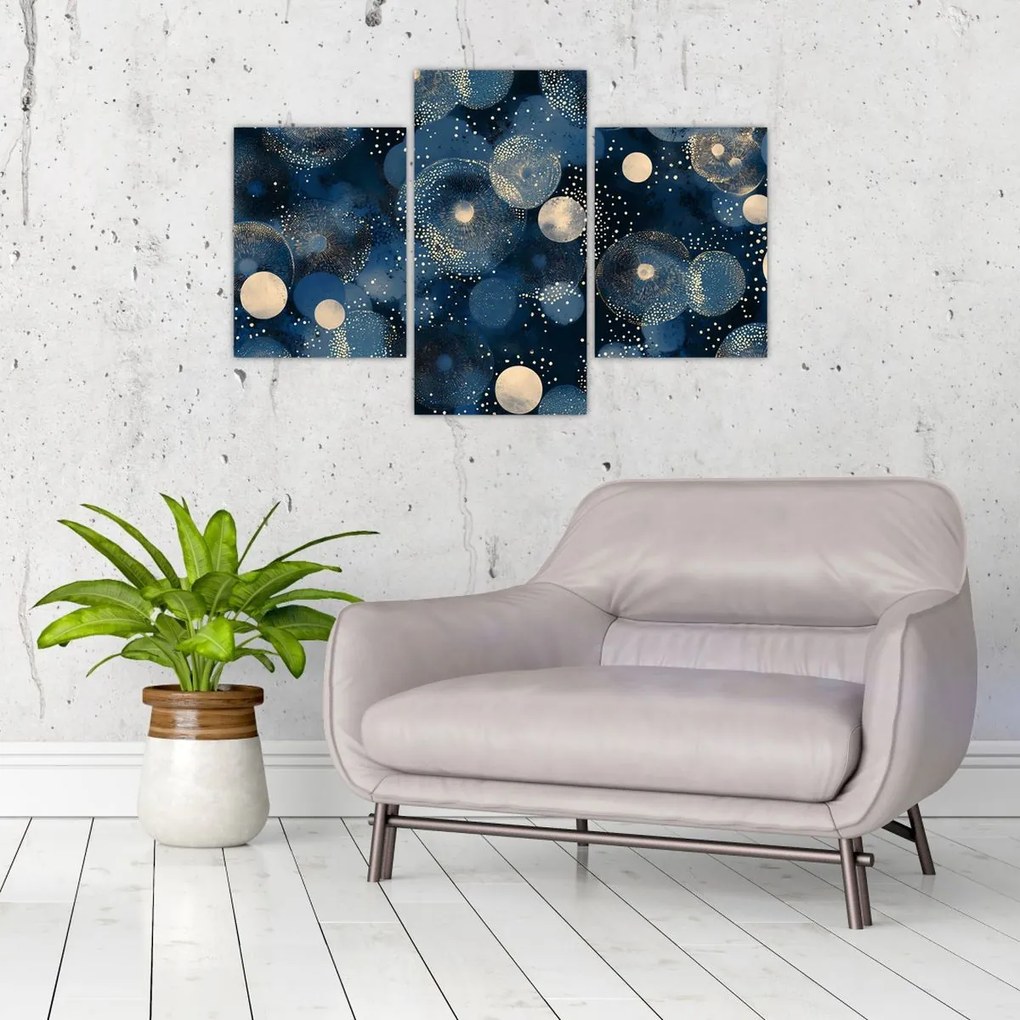 Tablou - Inele Albastru-Aurii (90x60 cm)