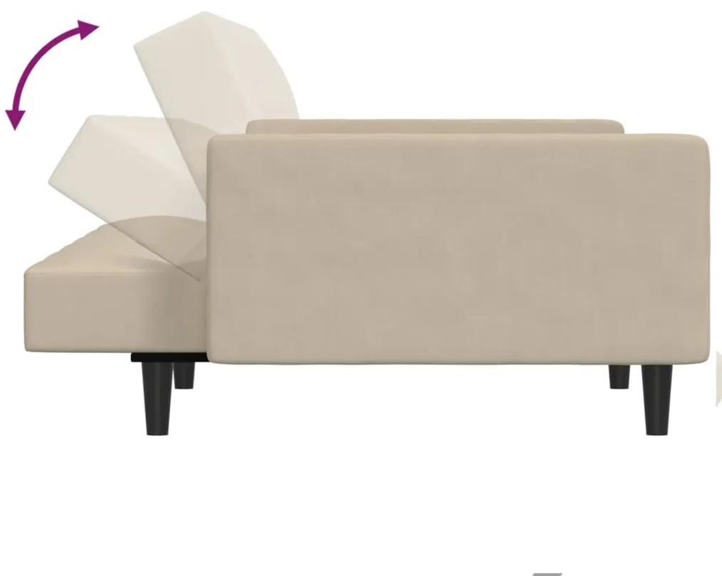 Canapea extensibila cu 2 locuri, crem, microfibra Crem, Fara suport de picioare