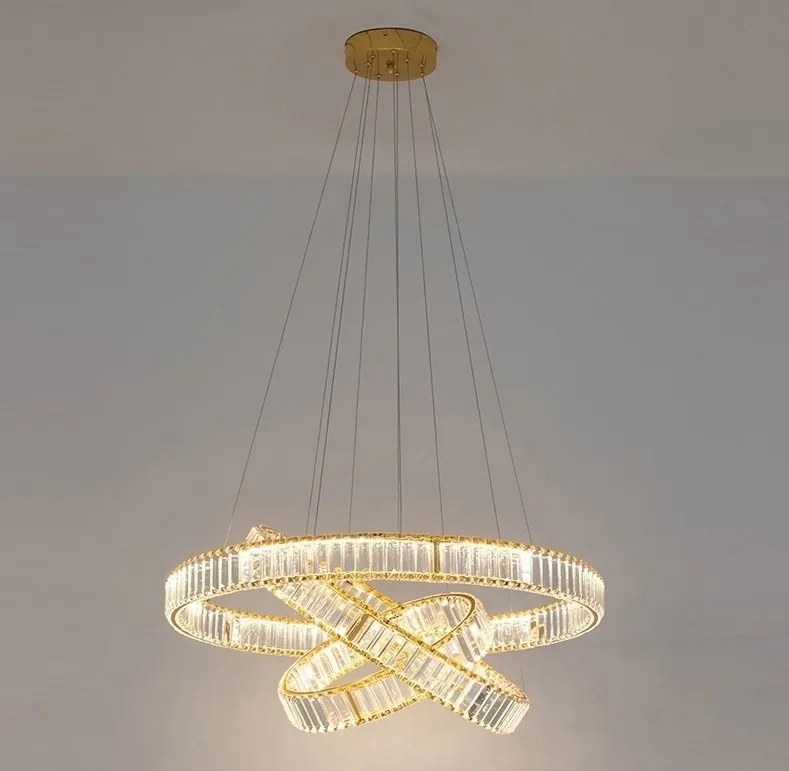 Lustra suspendata LED design ambiental Ring TRIPLES auriu