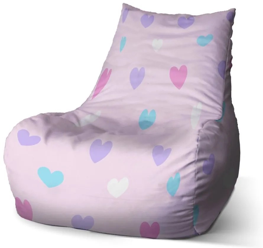 Sac de șezut Bean inimă lângă inimă - pentru copii, roz