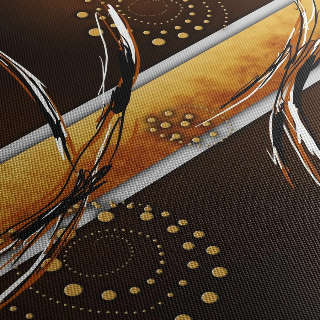 Tablou abstracției - Fluturi (cu ceas) (90x30 cm)